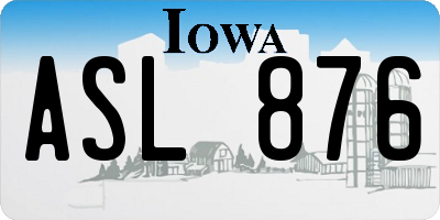 IA license plate ASL876