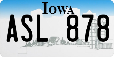 IA license plate ASL878