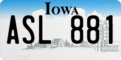 IA license plate ASL881
