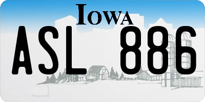 IA license plate ASL886