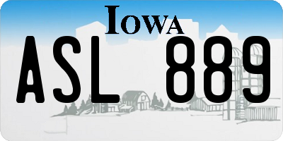 IA license plate ASL889