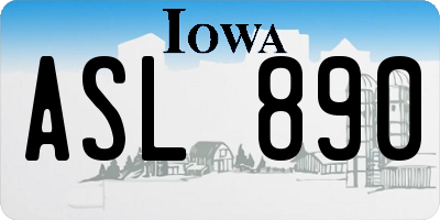 IA license plate ASL890