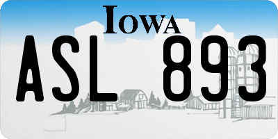 IA license plate ASL893