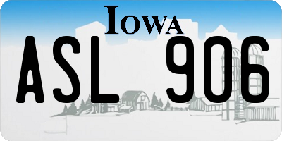 IA license plate ASL906