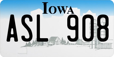 IA license plate ASL908