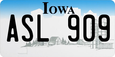 IA license plate ASL909