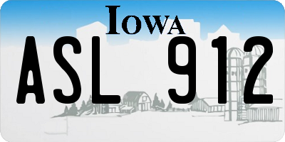 IA license plate ASL912