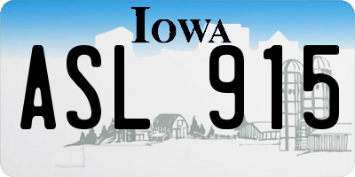IA license plate ASL915