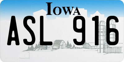 IA license plate ASL916