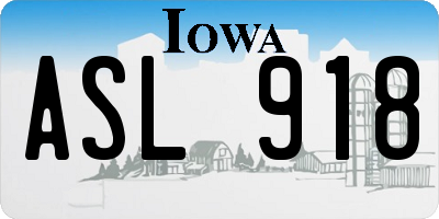 IA license plate ASL918