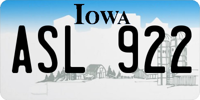 IA license plate ASL922
