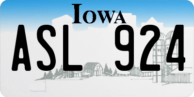 IA license plate ASL924