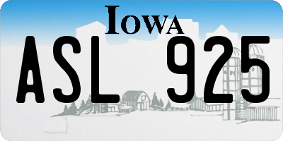 IA license plate ASL925