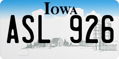 IA license plate ASL926