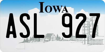 IA license plate ASL927