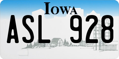 IA license plate ASL928