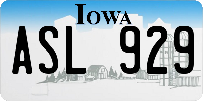 IA license plate ASL929