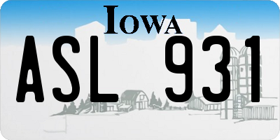 IA license plate ASL931