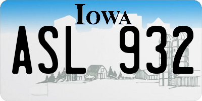 IA license plate ASL932