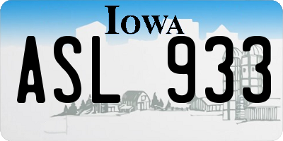 IA license plate ASL933