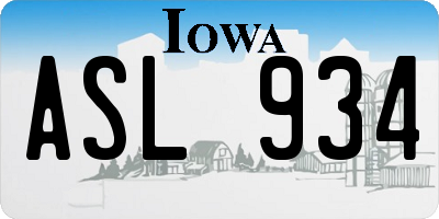 IA license plate ASL934