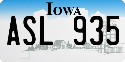 IA license plate ASL935