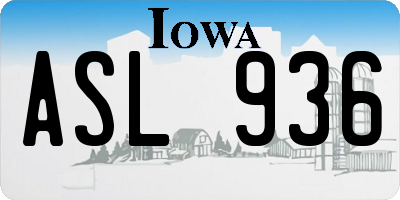 IA license plate ASL936