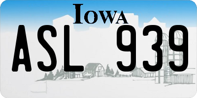 IA license plate ASL939
