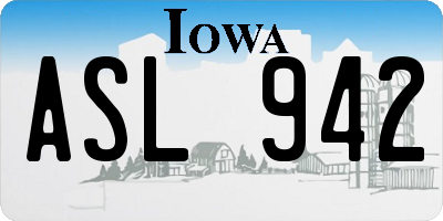 IA license plate ASL942