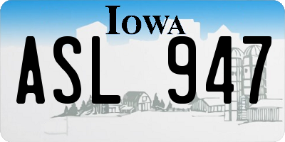 IA license plate ASL947
