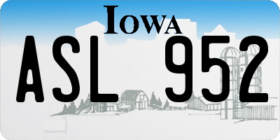 IA license plate ASL952