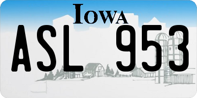 IA license plate ASL953