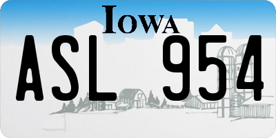 IA license plate ASL954