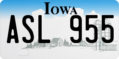 IA license plate ASL955