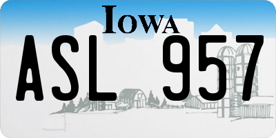 IA license plate ASL957