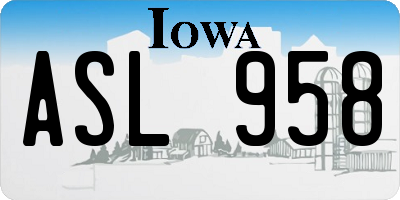 IA license plate ASL958