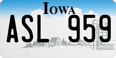 IA license plate ASL959