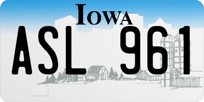 IA license plate ASL961