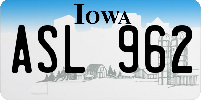IA license plate ASL962