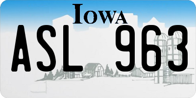 IA license plate ASL963