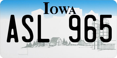 IA license plate ASL965