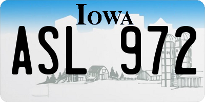 IA license plate ASL972