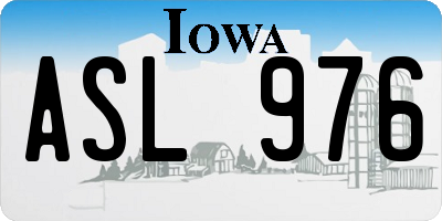 IA license plate ASL976