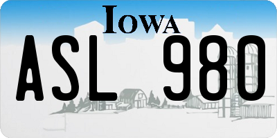IA license plate ASL980