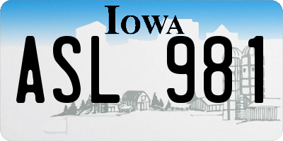 IA license plate ASL981