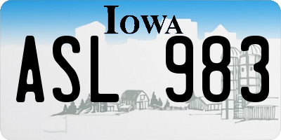 IA license plate ASL983