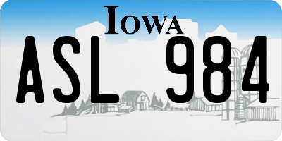 IA license plate ASL984