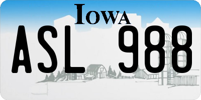 IA license plate ASL988