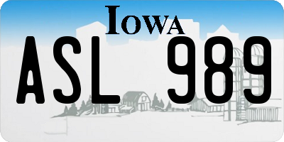 IA license plate ASL989