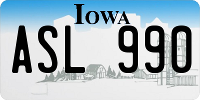 IA license plate ASL990